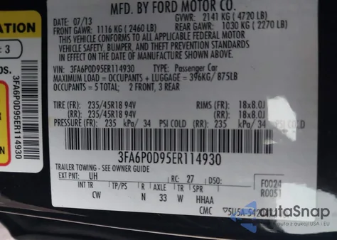 2014 Ford Fusion Titanium from USA, damaged, VIN 3FA6P0D95ER114930